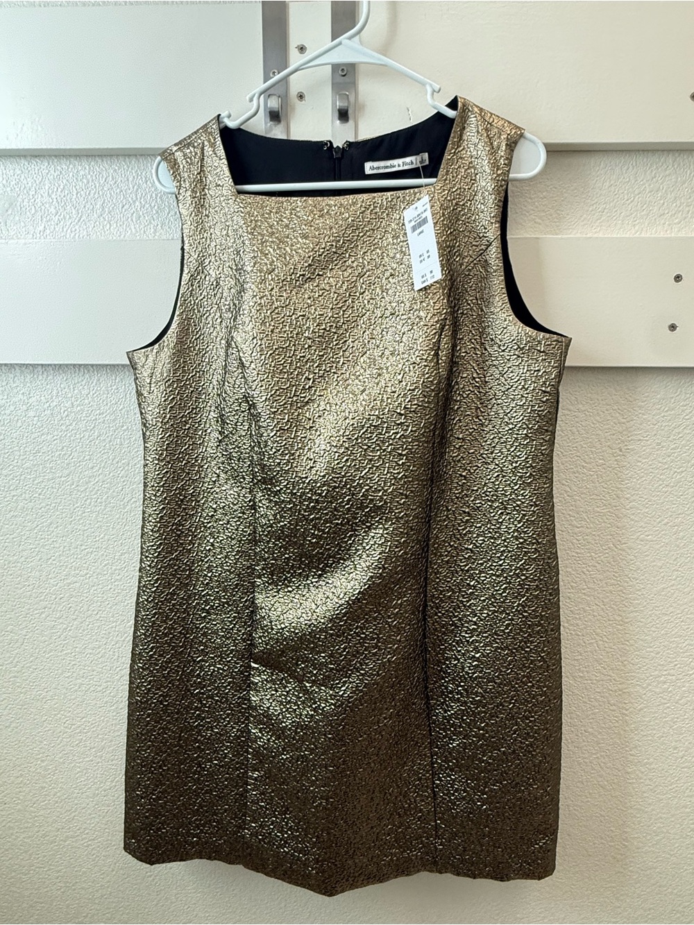 Abercrombie & Fitch Metallic Gold Textured Sleeveless Dress